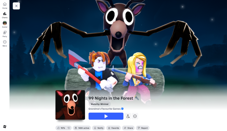 Survival Gameplay in 99 Nights in the Forest Roblox